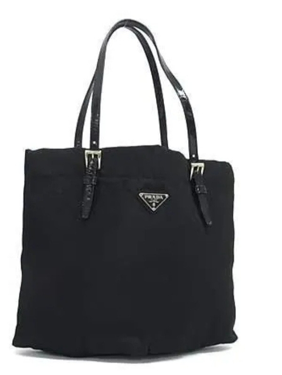 Prada Handbags - Prada Black Nylon Tote with Patent Leather Straps Authentic